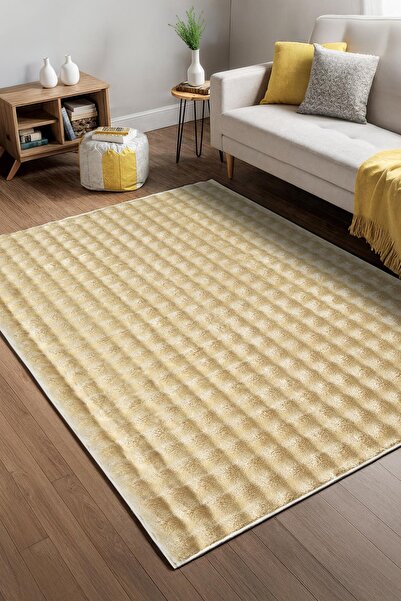 Cotto Home Bubble Bej Yıkanabilir Kaymaz Taban Bambu Yumuşak Dokulu Peluş Hal...