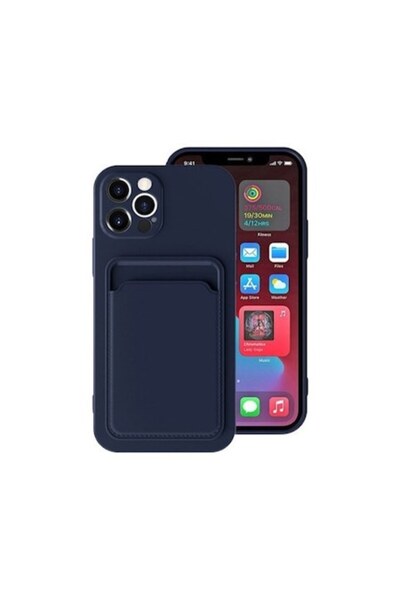 Danex Husă de protecție cu suport pentru card compatibilă cu Apple iPhone 12 Pro - Albastru închis