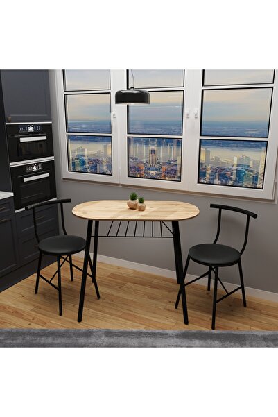 eportatif 2 Kişilik Masa Takımı Mutfak Masa Sandalye Seti Döşemeli Çam 1346