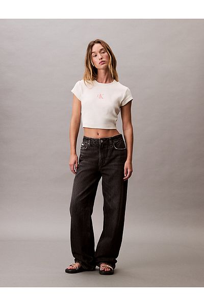 Calvin Klein Tricou alb cu monogramă pentru femei