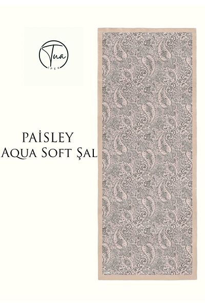 TUA İPEK Paisley Aqua Soft Coton Shal 75X190Cm - Ethnic Patterned