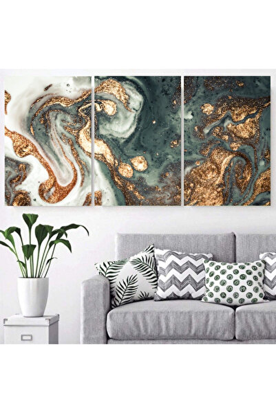 Marktna ثلاث لوحات قماشية مودرن بتصميم رسم تجريدي مع برواز شامبين مجوف