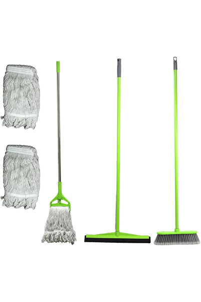 clean&care Clean & Care Cleaning Set for Home kitchen Broom Wiper Mop with Stick and Two Refill