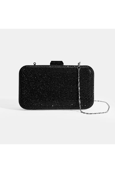 Desa Women's Black Stone Detailed Portfolio Evening Bag