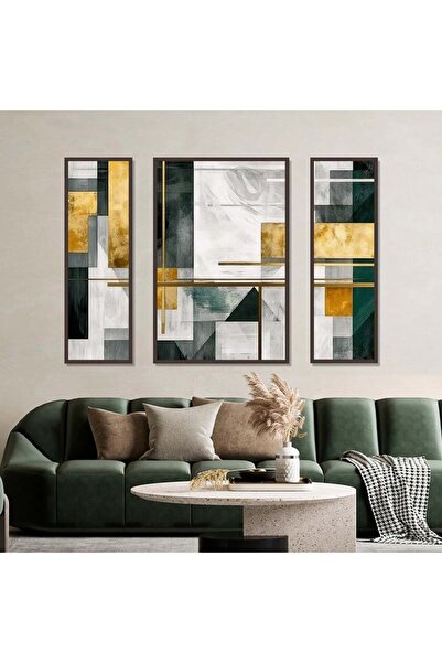 SND ثلاث لوحات قماشية بتصميم تجريدي مع برواز شامبين مجوف