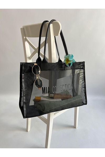 Mia Collection Mesh Model Hand and Women Shoulder Bag Black