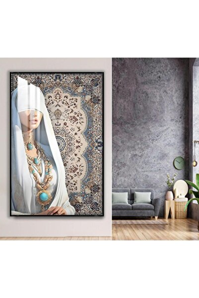 SND لوحة جدارية خشبية بتصميم فتاة مع برواز اسود و طبقة من الاكرليك الشفاف