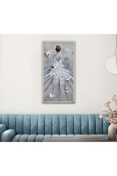 4gdran لوحة قماشية بتصميم فتاة مع برواز فضي مجوف