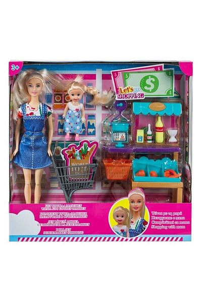 divendi-ro Model de păpușă cu copil la supermarket cu accesorii incluse, multicoloră