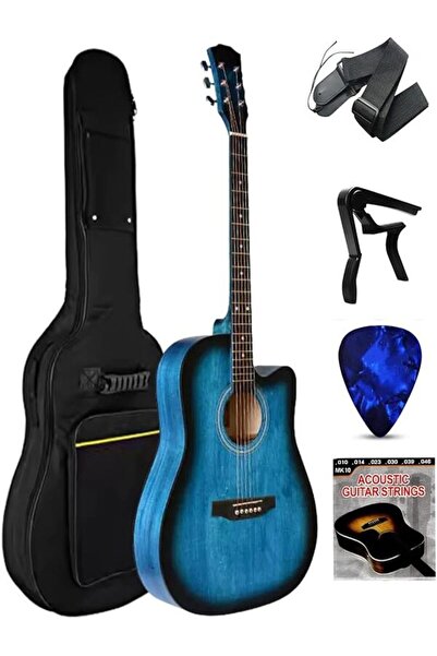 MegArya 38-Inch Acoustic Guitar with Gig Bag, Tuner, Picks, Capo & Strap Included (Blue)