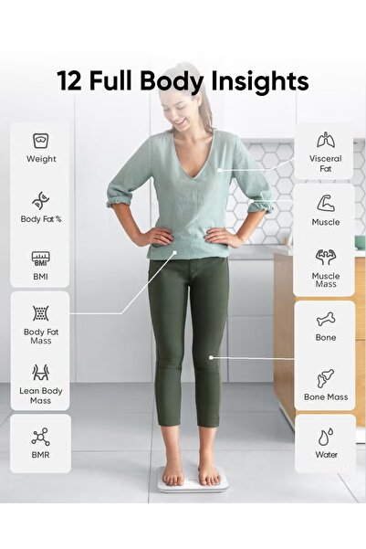 rexa Smart Scale A1 with Bluetooth, Body Fat Scale, Wireless Digital Bathroom Scale, 12 Measurements