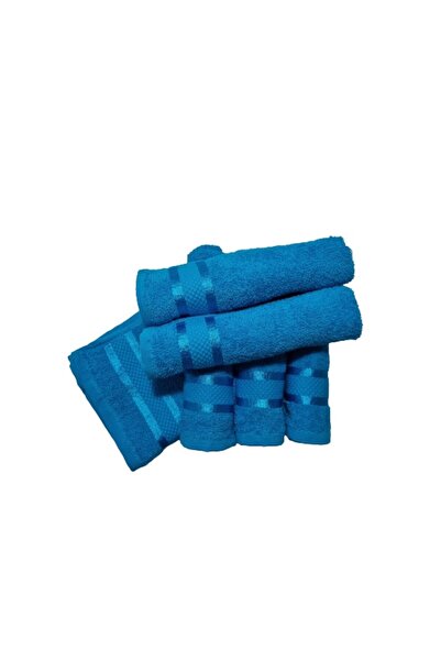 OEM Set of 6 Hand Towels, Turquoise, 30x50 cm, 100% Cotton