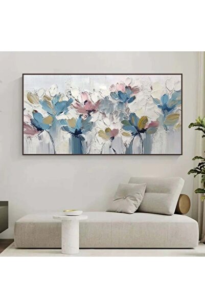 4gdran Modern canvas painting with a rose design and a hollow brown frame