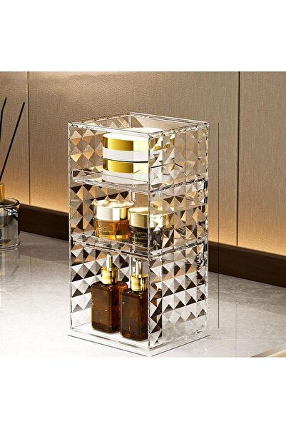 ElastiX Raft diamantat pentru cosmetice, organizator cu 3 niveluri