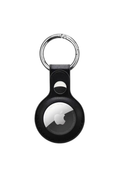Danex Premium Leather AirTag Case with Keyring, Compatible with Apple, Black