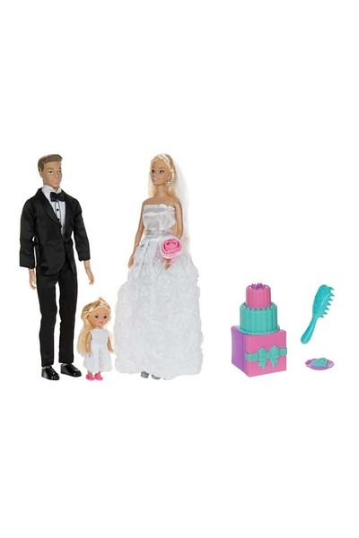 divendi-ro Păpușă manechin mire și mireasă cu fetiță, cu accesorii incluse, multicoloră