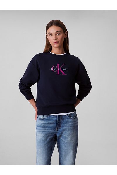 Calvin Klein Hanorac de damă cu logo monogramă cu decolteu relaxat - bleumarin