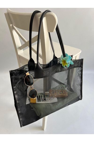Mia Collection Mesh Model Hand and Women Shoulder Bag Black