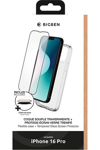 Force Bigben Pack Iphone 16 Pro Transparent Case + Tempered Glass + Smartframe