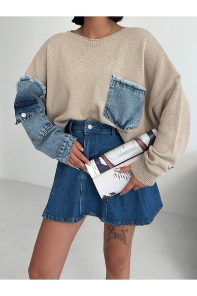 SOLİS MODA Πλεκτό πουλόβερ με γαρνιτούρα