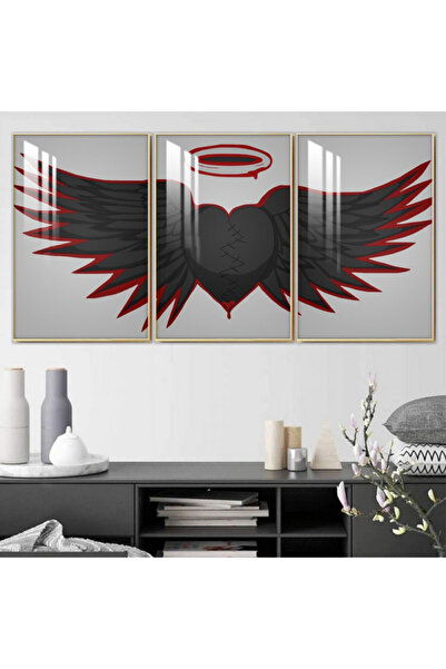 4gdran ثلاث لوحات جدارية خشبية مع برواز خشبي شامبين و طبقة من الاكريلك الشفاف