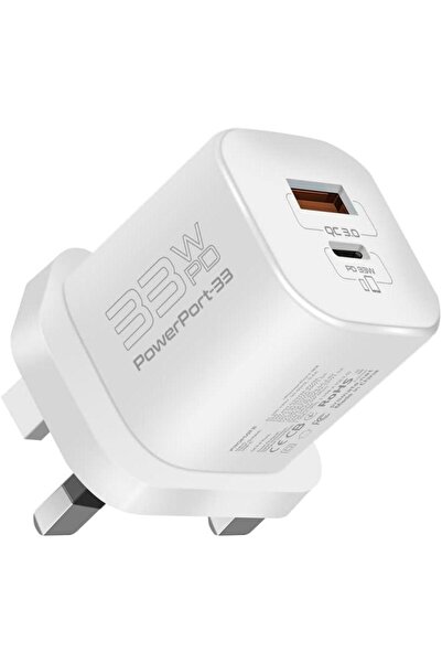 Promate GaN USB-C Charger, Ultra-Compact 33W USB-C Power Delivery Wall Charger with Fast 22.5W