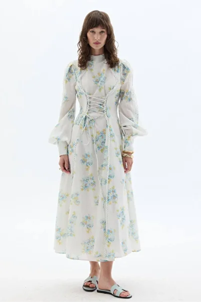 Merve Bayraktar Floral Linen Dress Bloom Dress