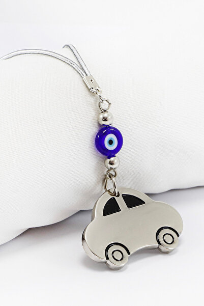 biuti El Yapımı Lacivert Yassı Cam Nazar Boncuklu Çelik Araba Figürlü Araç Di...