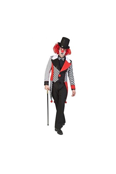 OEM Frac Jester Harley, costum de carnaval arlechin bărbătesc, negru roșu M/L