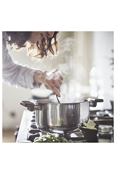 IKEA MIDDAGSMAT Pot with Lid, Transparent Glass/Stainless Steel, 3L