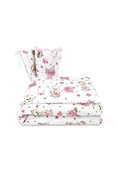 MimiNu_SP Lenjerie patut cu 3 piese, MimiNu, Pentru patut 120x60 cm, Cu prote...