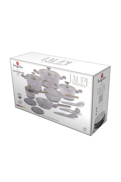 Berlinger Haus Sada nádobí s titanovým povrchem 15 ks Taupe Nordic Collection