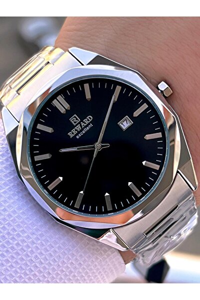 Reward ساعة يد رجالية بسوار فولاذي مقاوم للماء حتى 5 ATM مع تقويم ضمان لمدة ع...