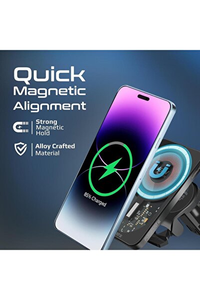 Promate Magnetic Wireless Car Charger, Ultra-Fast Transparent Magnetic Charger with 15W Output