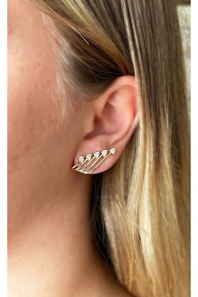 Bymiel Women's Steel Gold Color Zircon Stone Design Earrings