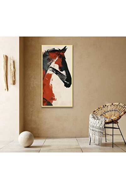 SND لوحة قماشية بتصميم حصان مع برواز ذهبي مجوف