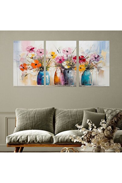 Marktna ثلاث لوحات قماشية بتصميم مودرن مع برواز ذهبي مجوف