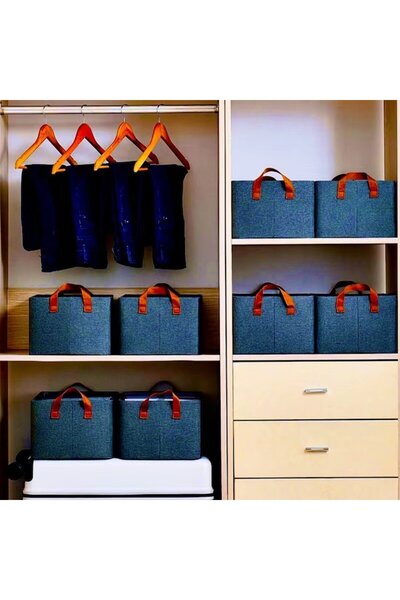 Royal Storage box, textile, foldable, 47x20x28 cm, washable, with handles, blue