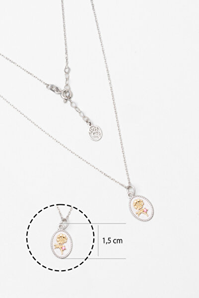 So CHIC... Kozmos Mutluluk Çiçeği 18 Ayar Beyaz Altın Kaplama 43 Cm Gümüş Kolye