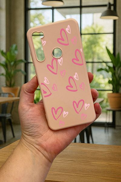 Vip Case Xiaomi Redmi Note 8 - حافظة مطاطية كلاسيكية ممتصة للصدمات من السيليكون بنمط قلب وردي277