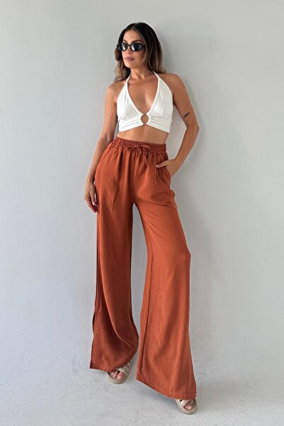 bb butik basic Siesta Παντελόνι Τυρίλι με σχισμή στο πόδι T2015