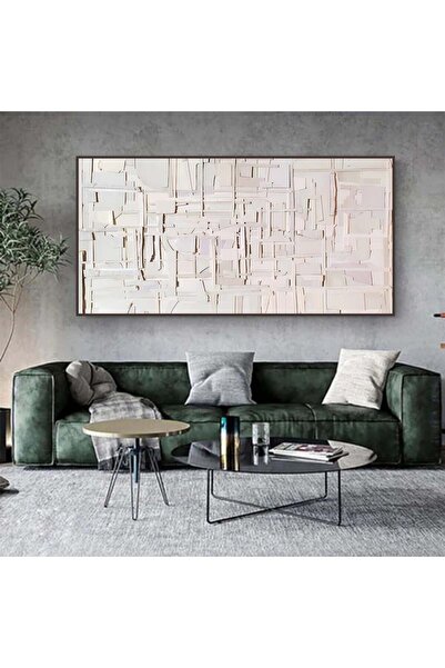 SND لوحة قماشية مودرن بتصميم جبسية مطبوعة مع برواز بني مجوف