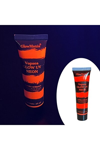 GlowMania Vopsea strălucitoare UV roșie neon, pentru machiajul feței și corpu...