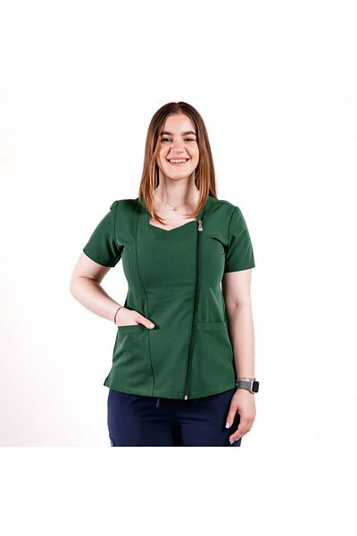 Lotus Flex bluză medicală, elastică, verde închis, TRS-NP11 S
