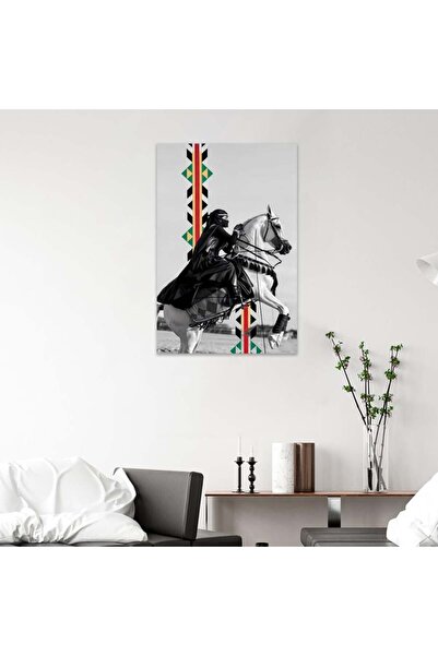 SND لوحة قماشية بتصميم الفن النجدي مع برواز خشبي مخفي