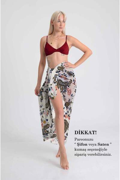 DESENİX بايسيلي وطبعة زهور شيفون حريري باريو - 100x145 سم |   إنتاج خاص لك