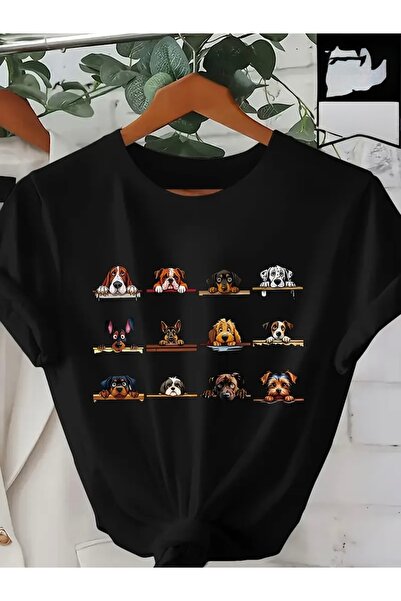 FUFLUNS TRICOU DE GULER ROTUND OVERSIZE CU IMPRIMEU CU CÂINI