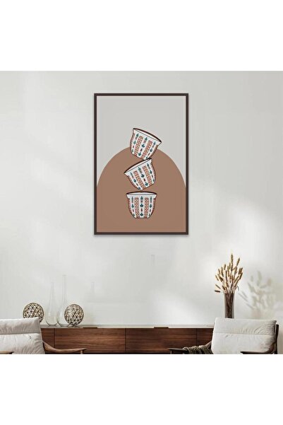 Marktna لوحة قماشية بتصميم الفن النجدي مع برواز بني مجوف