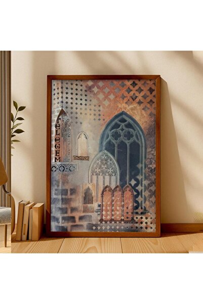 SND لوحة قماشية فاخرة بتصميم إسلامي مع برواز فضي مجوف