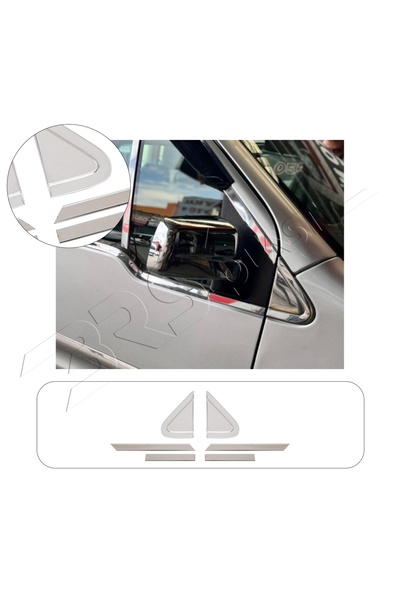 BRSPLAST Ford Connect Uyumlu 2002 ve Üzeri Krom Ayna Üçgeni 6 Parça Paslanmaz...